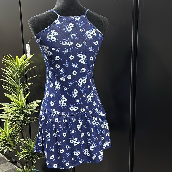 PLACE Spaghetti Strap, floral print, navy blue summer dress - Picture 3 of 10